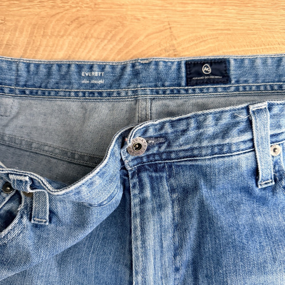 AG Adriano Goldschmied Everett Slim Straight Jeans Mens 38x32 Blue Medium Wash - Picture 4 of 7